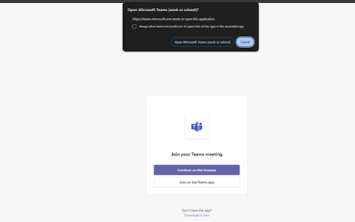 Force Microsoft Teams in Browser  from Chrome web store to be run with OffiDocs Chromium online