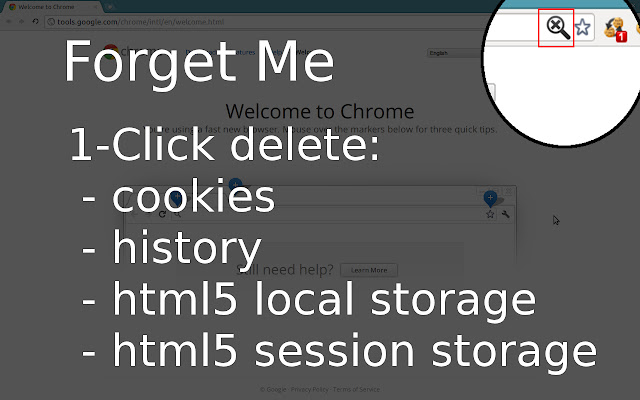 Forget Me Clean History, Cookies  more  from Chrome web store to be run with OffiDocs Chromium online