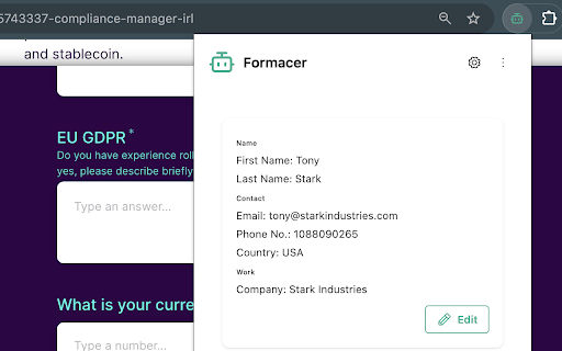 Formacer  from Chrome web store to be run with OffiDocs Chromium online