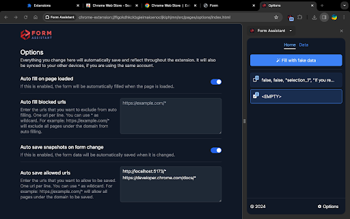 Form Assistant  from Chrome web store to be run with OffiDocs Chromium online
