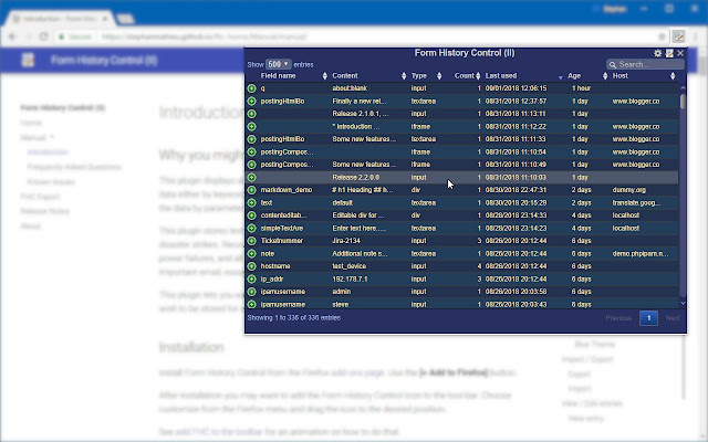 Form History Control (II)  from Chrome web store to be run with OffiDocs Chromium online