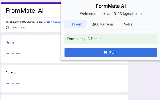 FormMate AI  from Chrome web store to be run with OffiDocs Chromium online