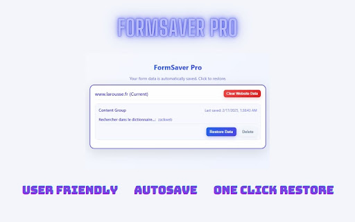 FormSaver Pro  from Chrome web store to be run with OffiDocs Chromium online