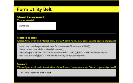 Form Utility Belt  from Chrome web store to be run with OffiDocs Chromium online