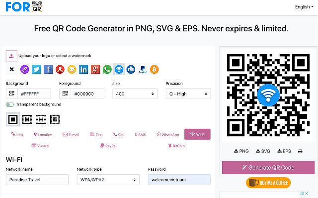 ForQRCode Free QR Code Generator  from Chrome web store to be run with OffiDocs Chromium online