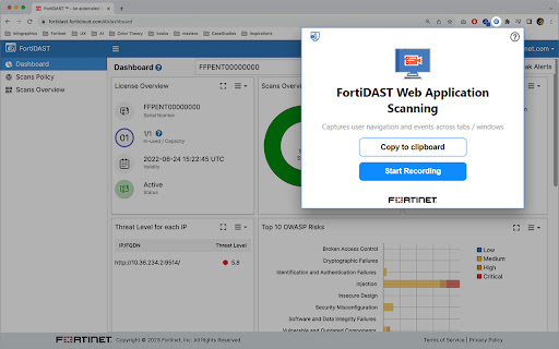 FortiDAST Web Application Scanning  from Chrome web store to be run with OffiDocs Chromium online