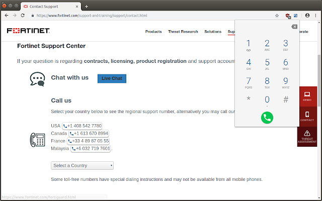 FortiVoice Click to dial  from Chrome web store to be run with OffiDocs Chromium online
