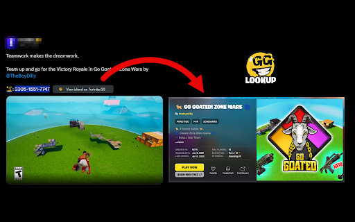 Fortnite Island Lookup  from Chrome web store to be run with OffiDocs Chromium online
