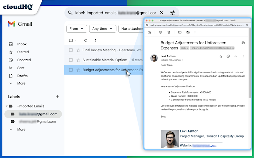 Forwarded Email Importer by cloudHQ  from Chrome web store to be run with OffiDocs Chromium online