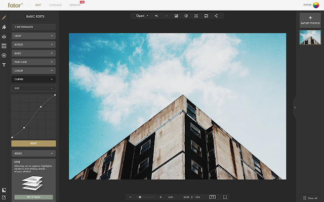 Fotor Photo Editor  from Chrome web store to be run with OffiDocs Chromium online