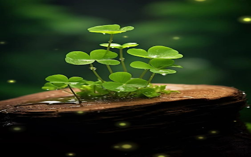 Four leaf clover on log wallpaper  from Chrome web store to be run with OffiDocs Chromium online