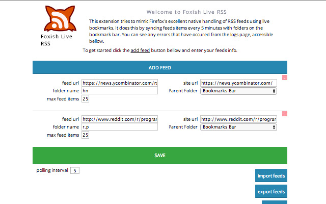 Foxish live RSS  from Chrome web store to be run with OffiDocs Chromium online