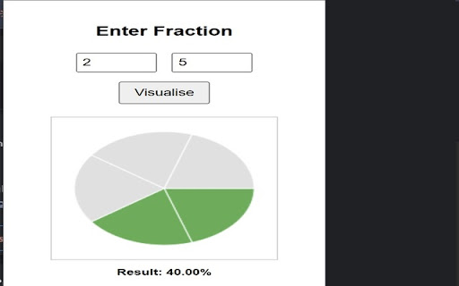 Fraction Pie Visualiser from Chrome web store to be run with OffiDocs Chromium online Fraction Pie Visualiser from Chrome web store to be run with OffiDocs Chromium online