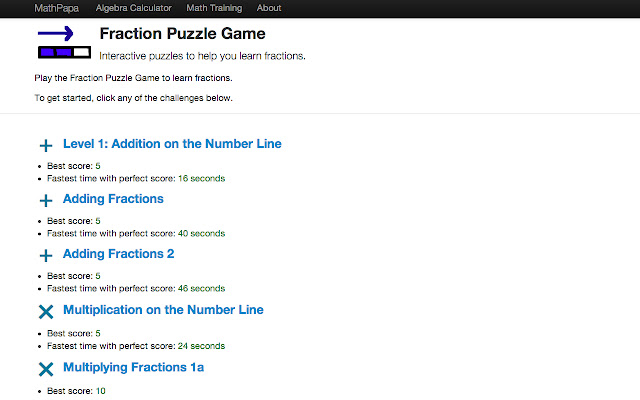 Fraction Puzzle Game  from Chrome web store to be run with OffiDocs Chromium online