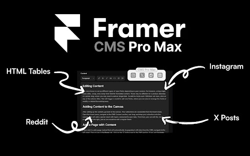 Framer CMS Pro Max  from Chrome web store to be run with OffiDocs Chromium online