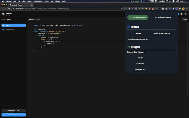 Framer Code Generator  from Chrome web store to be run with OffiDocs Chromium online