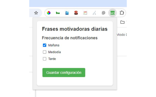 Frases motivadoras diarias  from Chrome web store to be run with OffiDocs Chromium online