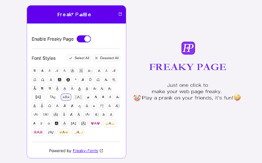 Freaky Page  from Chrome web store to be run with OffiDocs Chromium online