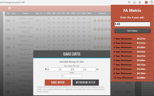 Free Agency Matrix  from Chrome web store to be run with OffiDocs Chromium online