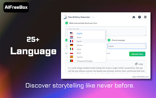Free AI Story Generator: AIFreeBox  from Chrome web store to be run with OffiDocs Chromium online