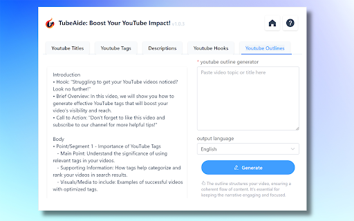 Free AI Youtube Video Tags Generator TubeAide  from Chrome web store to be run with OffiDocs Chromium online