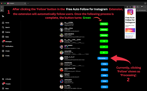 Free Auto Follow for Instagram  from Chrome web store to be run with OffiDocs Chromium online