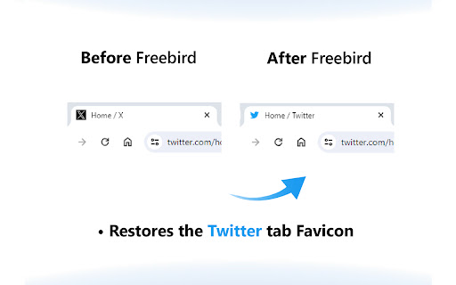 Freebird X (Twitter) Logo Replacer  from Chrome web store to be run with OffiDocs Chromium online