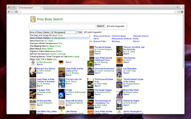 Free Book Search  from Chrome web store to be run with OffiDocs Chromium online