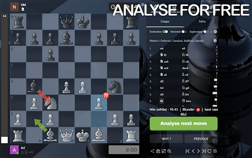 Free Chess Analyser  from Chrome web store to be run with OffiDocs Chromium online