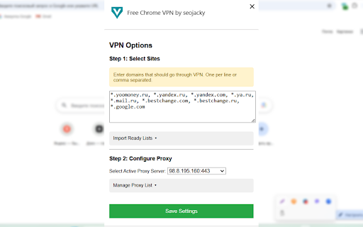 Free Chrome VPN extension by seojacky  from Chrome web store to be run with OffiDocs Chromium online
