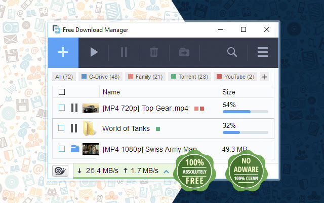 Free Download Manager  from Chrome web store to be run with OffiDocs Chromium online