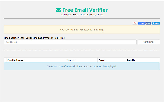 Free Email Verifier  from Chrome web store to be run with OffiDocs Chromium online
