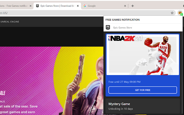 Free Games notification  from Chrome web store to be run with OffiDocs Chromium online