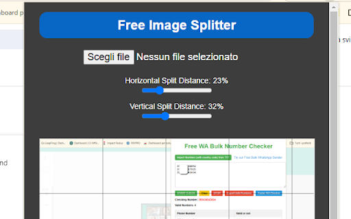 Free Image Splitter  from Chrome web store to be run with OffiDocs Chromium online