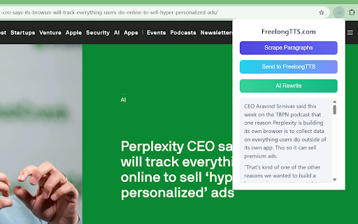 FreelongTTS  from Chrome web store to be run with OffiDocs Chromium online