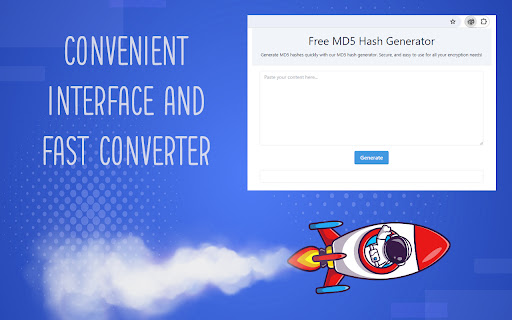 Free MD5 Hash Generator  from Chrome web store to be run with OffiDocs Chromium online
