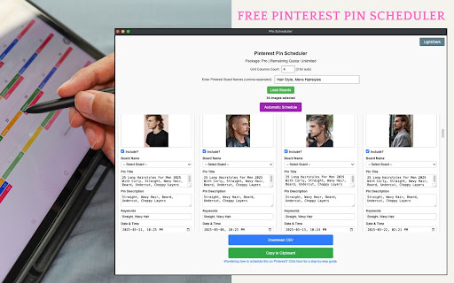Free Pinterest Pin Scheduler  from Chrome web store to be run with OffiDocs Chromium online