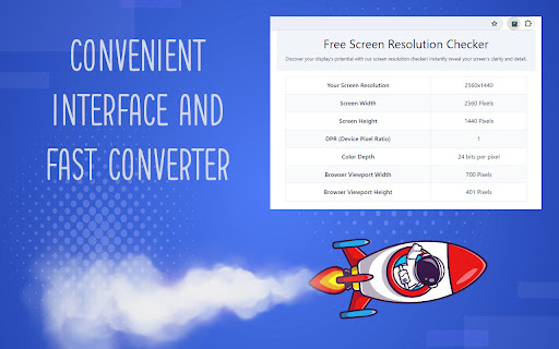Free Screen Resolution Checker  from Chrome web store to be run with OffiDocs Chromium online