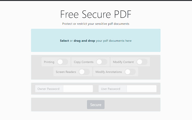 Free Secure PDF  from Chrome web store to be run with OffiDocs Chromium online
