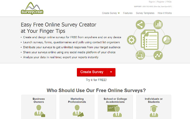 Free Survey Maker by SurveyCrest  from Chrome web store to be run with OffiDocs Chromium online