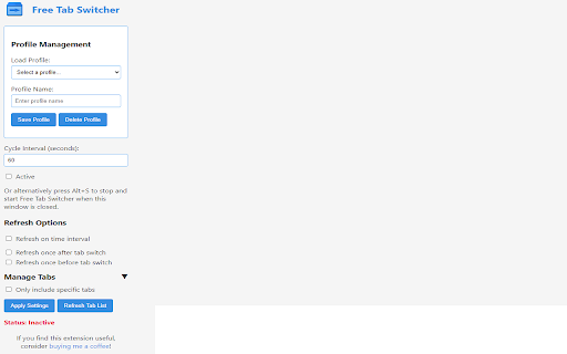 FreeTabSwitcher  from Chrome web store to be run with OffiDocs Chromium online