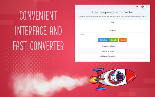 Free Temperature Converter  from Chrome web store to be run with OffiDocs Chromium online