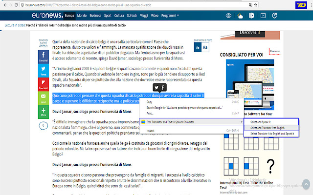 Free Translate andText to Speech  from Chrome web store to be run with OffiDocs Chromium online