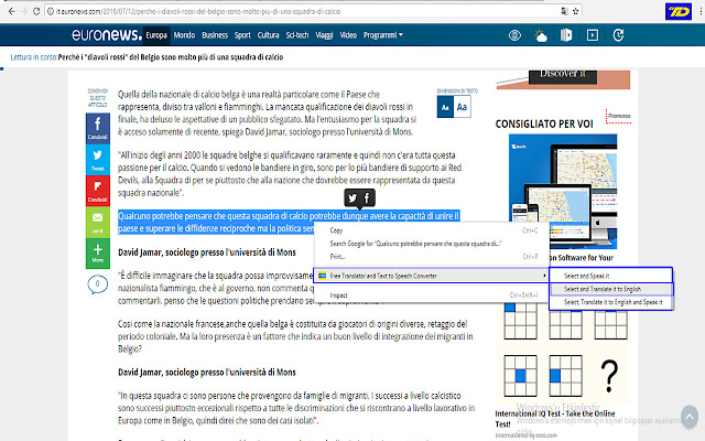 แปลและข้อความเป็นคำพูดฟรีจาก Chrome เว็บสโตร์เพื่อใช้งานกับ OffiDocs Chromium ออนไลน์