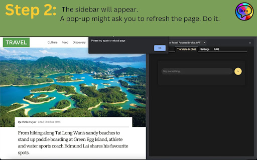 Free Translator Panel: Powered by chat GPT  from Chrome web store to be run with OffiDocs Chromium online