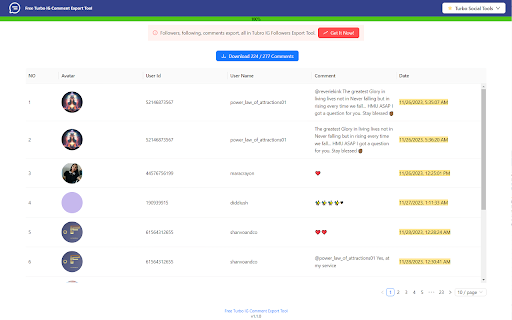 Free Turbo Comment Export Tool  from Chrome web store to be run with OffiDocs Chromium online