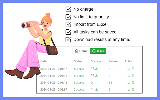 Free WhatsApp Number Checker – Check WhatsApp Number Registration  from Chrome web store to be run with OffiDocs Chromium online