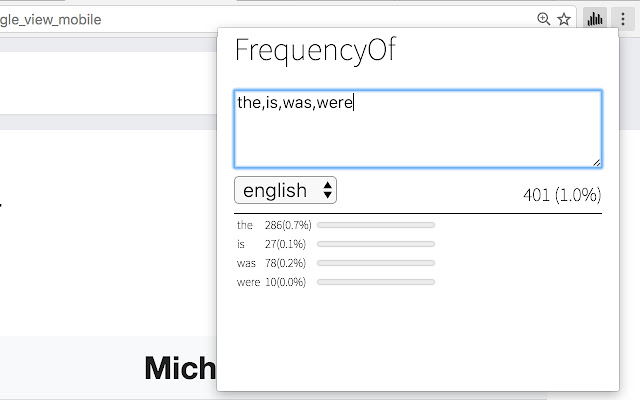 FrequencyOf  from Chrome web store to be run with OffiDocs Chromium online