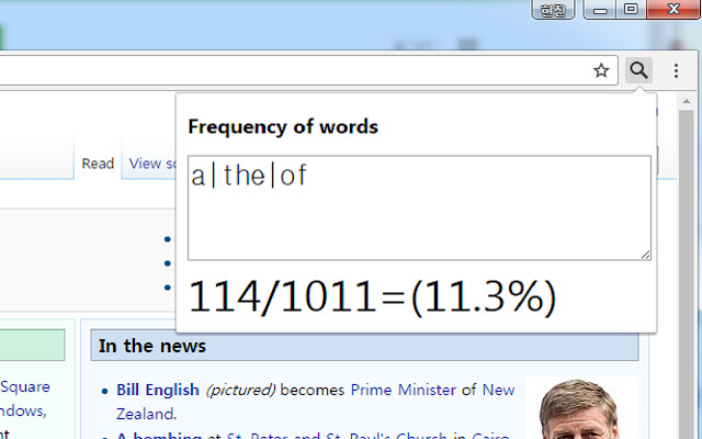 Frequency of words  from Chrome web store to be run with OffiDocs Chromium online