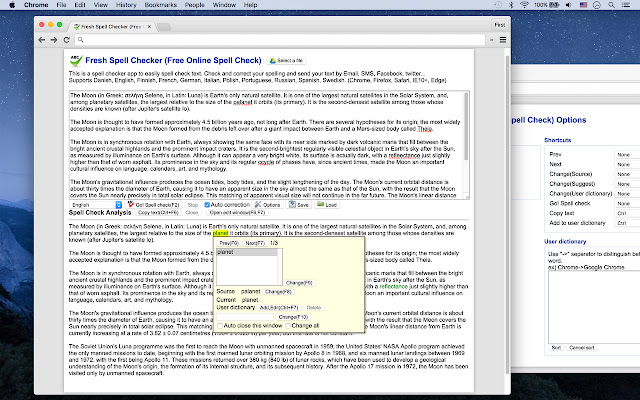 Fresh Spell Checker  from Chrome web store to be run with OffiDocs Chromium online